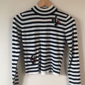 Zara Top- Knit striped crop top with jewel detail